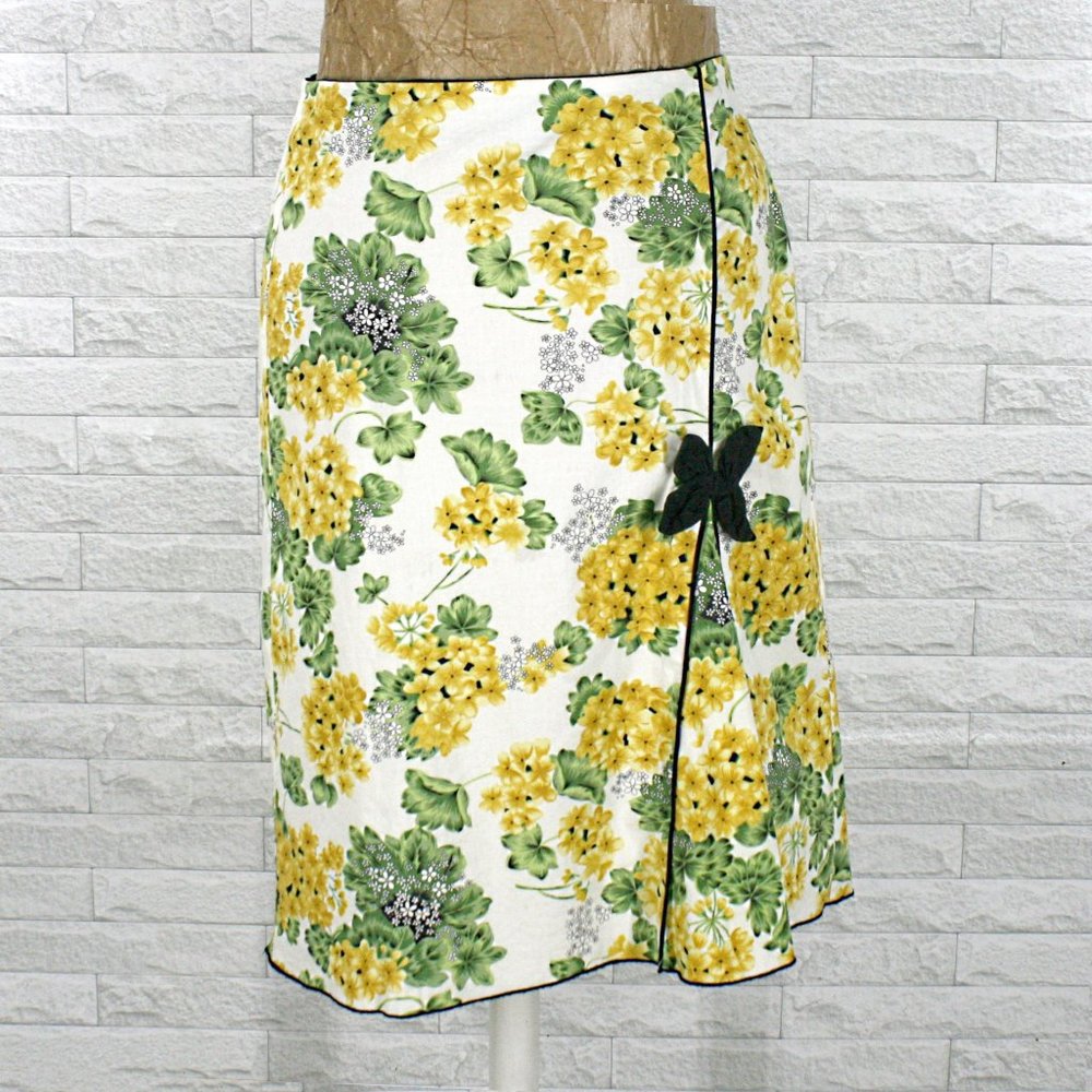 XTRAORDINARY Skirt Faux Wrap Floral Spring Summer Colorful Yellow Green 3